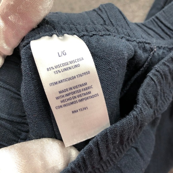 Splendid Linen Blend Crop Pants Womens L Navy Wide Leg High Rise Pull On - Picture 4 of 10